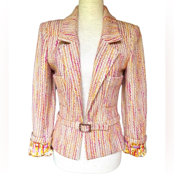 CHANEL ❌SOLD❌2001 LESAGE PINK TWEED JACKET VIVRANT COCO SILK LINING NEW - Picture 3 of 12